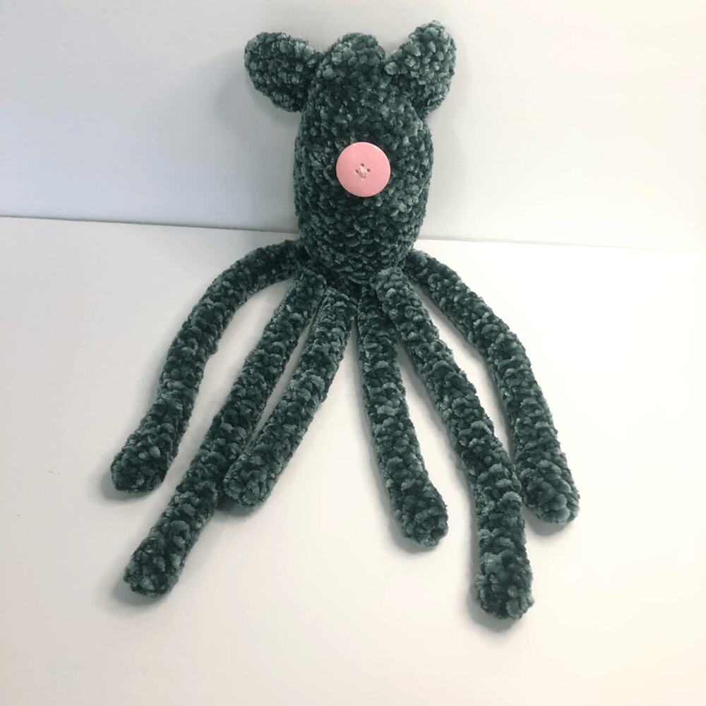 handmade Crochet kitty squid velvet plush stuffed button eye 14 inches long